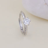 Sterling Silver Round Solitaire Diamond Ring for Women